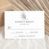 Elegante Botanische Maan en Sterren Bruiloft RSVP Kaartje