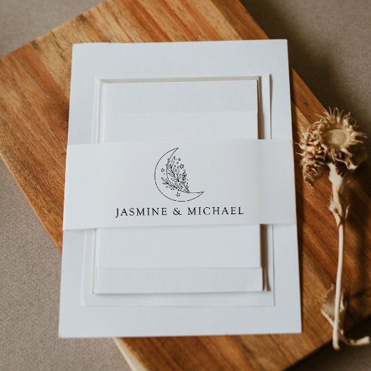 Elegante Botanische Maan en Sterren Bruiloft Uitnodigingen Wikkel