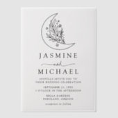 Elegante Botanische Maan en Sterren Bruiloft Vellum Uitnodigingen (Voorkant)