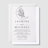 Elegante Botanische Maan en Sterren Bruiloft Vellum Uitnodigingen (Offset)