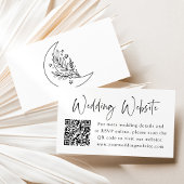 Elegante botanische maan en sterren bruiloft websi informatiekaartje