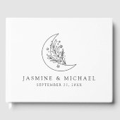 Elegante Botanische Maan en Sterren Foto Bruiloft Gastenboek (Voorkant)