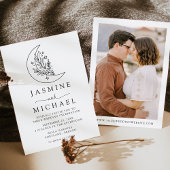 Elegante Botanische Maan en Sterren Foto Bruiloft Kaart