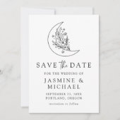 Elegante Botanische Maan en Sterren Foto Save The Date (Voorkant)