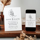 Elegante Botanische Maan en Sterren Foto Save The Date