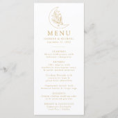 Elegante Botanische Maan en Sterren Gouden Huwelij Menu (Voorkant)