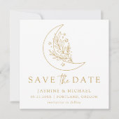 Elegante Botanische Maan en Sterren Gouden Huwelij Save The Date (Voorkant)