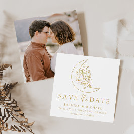 Elegante Botanische Maan en Sterren Gouden Huwelij Save The Date