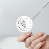 Elegante Botanische Maan en Sterren Huwelijksgunst Ronde Sticker