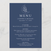 Elegante Botanische Maan en Sterren Marine Bruilof Menu (Voorkant)