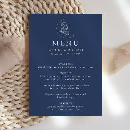 Elegante Botanische Maan en Sterren Marine Bruilof Menu