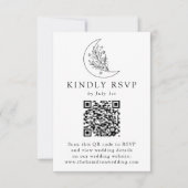 Elegante Botanische Maan en Sterren QR Code Bruilo RSVP Kaartje (Voorkant)