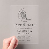 Elegante botanische maan en sterren redden de datu acryl uitnodigingen (Insitu (Draagbaar))