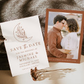 Elegante Botanische Maan en Sterren Terracotta Fot Save The Date