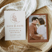 Elegante Botanische Maan en Sterren Terracotta Fot Save The Date