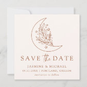 Elegante Botanische Maan en Sterren Terracotta Save The Date (Voorkant)