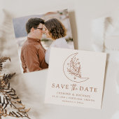Elegante Botanische Maan en Sterren Terracotta Save The Date