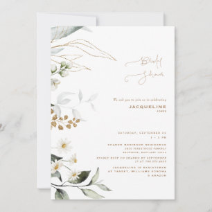Elegante Botanische Madeliefjes Witte Bruidsdouche Kaart