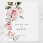 Elegante Botanische Magnolia bruiloft Wijn Etiket (Enkel label)