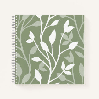 Elegante botanische minimale silhouet op saliegroe notitieboek