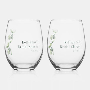Elegante botanische moderne bruidsbruiloft feest wijnglas zonder voet