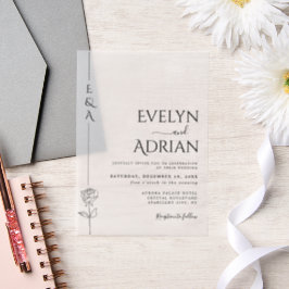 Elegante Botanische Moderne Minimalistische Trouwd Vellum Uitnodigingen