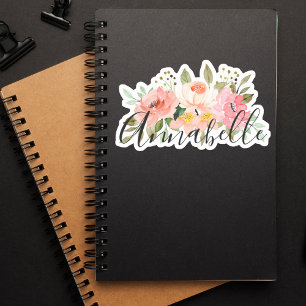 Elegante botanische moderne monogram naam sticker