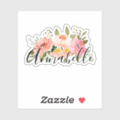 Elegante botanische moderne monogram naam sticker (Vel)