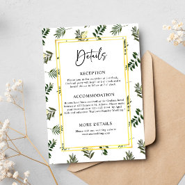 Elegante Botanische Moderne Rustieke Bruiloft Deta Informatiekaartje