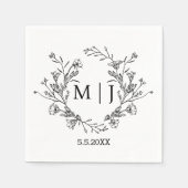 Elegante botanische moderne script bruiloft stijlv servet (Voorkant)