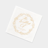 Elegante botanische moderne scriptnamen trouwdatum folie servetten (Links)