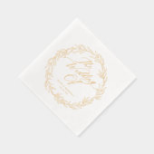 Elegante botanische moderne scriptnamen trouwdatum folie servetten (Rechts)