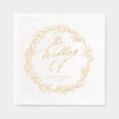 Elegante botanische moderne scriptnamen trouwdatum folie servetten (Voorkant)