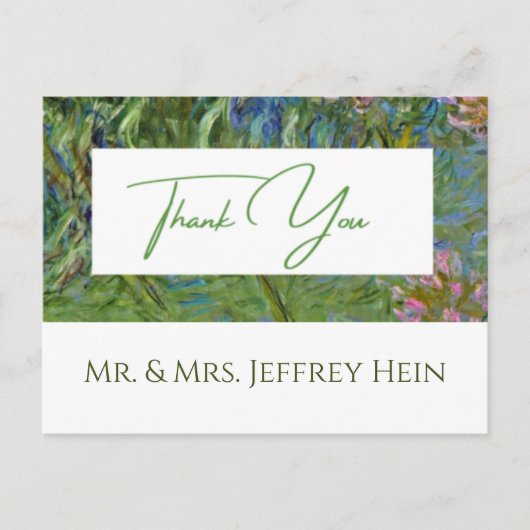 Elegante botanische Monet Waterlelies Bruiloft Briefkaart (Voorkant)