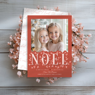 Elegante botanische monochromatische kerstfoto kaart