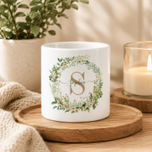 Elegante botanische monogram espressokop met naam