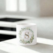Elegante botanische monogram espressokop met naam