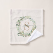 Elegante botanische monogram handdoek met eigen na (Wasdoekje)