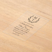 Elegante botanische monogram initialen bruiloft acryl uitnodigingen (Laagn)