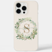 Elegante Botanische Monogram iPhone Case met Naam (Achterkant)