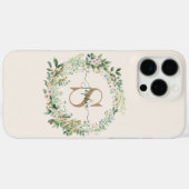 Elegante botanische monogram iPhone-hoes met naam Case-Mate iPhone Case (Achterkant (horizontaal))