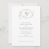 Elegante botanische monogram kalligrafie bruiloft kaart (Voorkant)