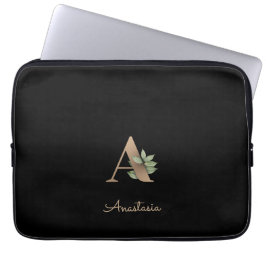 Elegante Botanische Monogram Letter A Laptop Sleev Sleeve