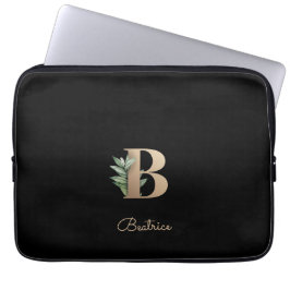 Elegante Botanische Monogram Letter B Laptop Sleev Laptop Sleeve