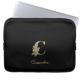 Elegante Botanische Monogram Letter C Laptop Sleev Sleeve