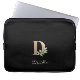 Elegante Botanische Monogram Letter D Laptop Sleev Laptop Sleeve