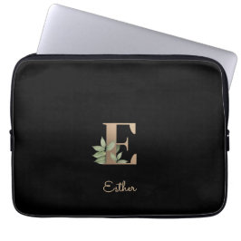 Elegante Botanische Monogram Letter E Laptop Sleev Sleeve