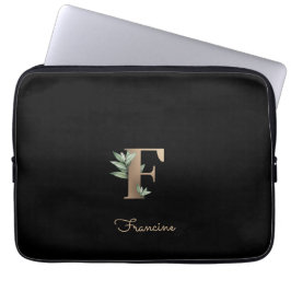 Elegante Botanische Monogram Letter F Laptop Sleev Sleeve