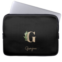 Elegante Botanische Monogram Letter G Laptop Sleev Sleeve