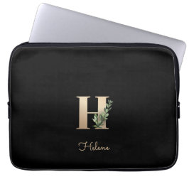 Elegante Botanische Monogram Letter H Laptop Sleev Laptop Sleeve